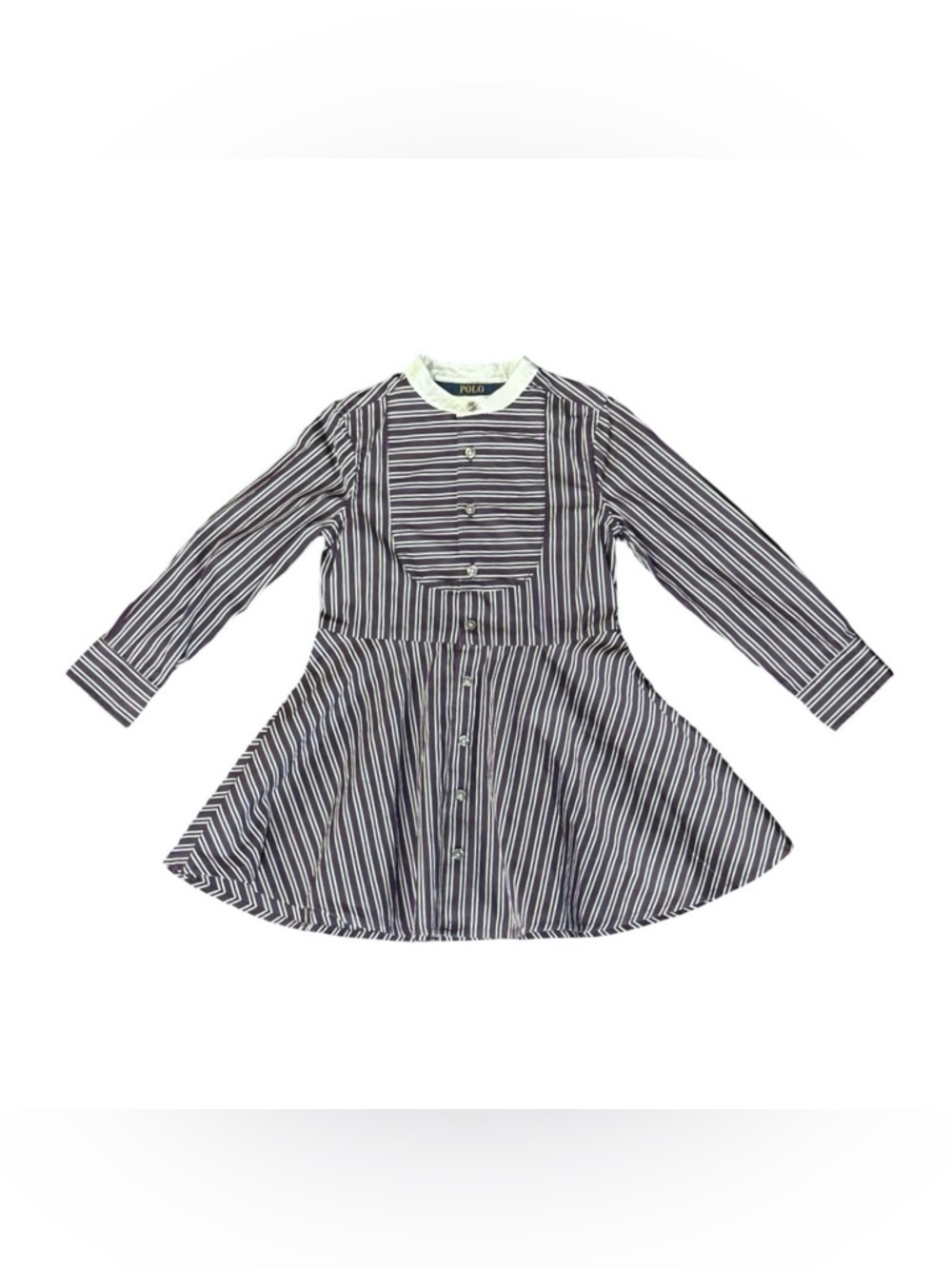 Polo Ralph Lauren Girls Purple Striped Cotton Poplin Dress Fit & Flare Size 3T